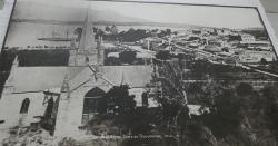 1870s photo of church and Port Arthur